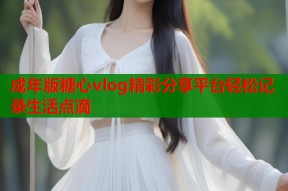 成年版糖心vlog精彩分享平台轻松记录生活点滴